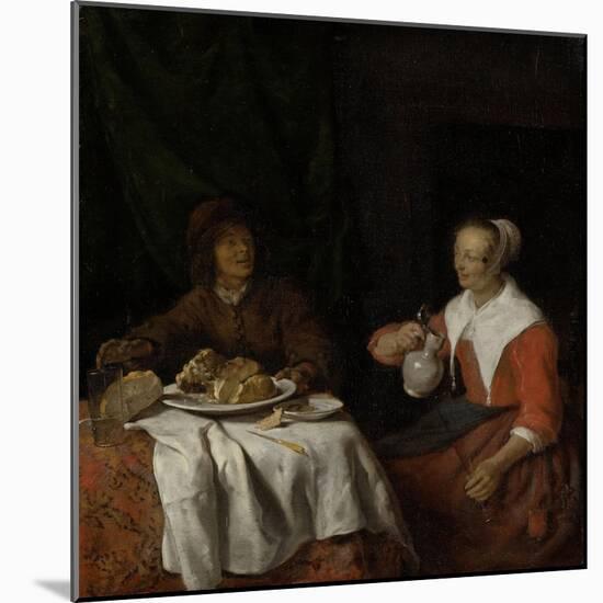 Man and Woman at a Meal-Gabriel Metsu-Mounted Art Print