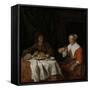 Man and Woman at a Meal-Gabriel Metsu-Framed Stretched Canvas