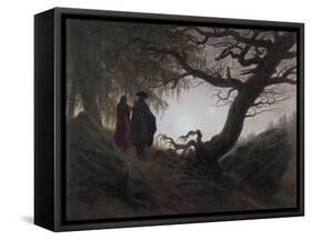 Man and Woman Contemplating the Moon-Caspar David Friedrich-Framed Stretched Canvas