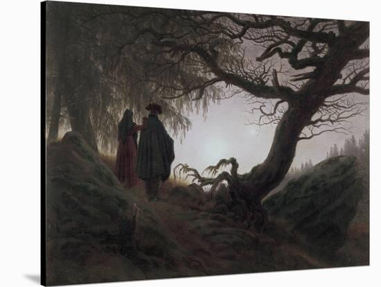 Man and Woman Contemplating the Moon-Caspar David Friedrich-Stretched Canvas