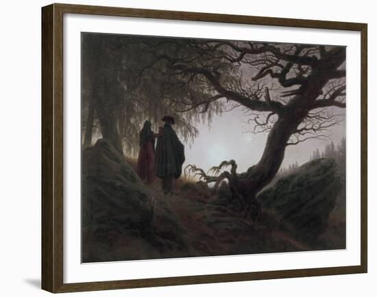 Man and Woman Contemplating the Moon-Caspar David Friedrich-Framed Giclee Print