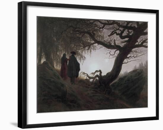 Man and Woman Contemplating the Moon-Caspar David Friedrich-Framed Giclee Print