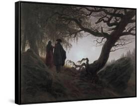 Man and Woman Contemplating the Moon-Caspar David Friedrich-Framed Stretched Canvas