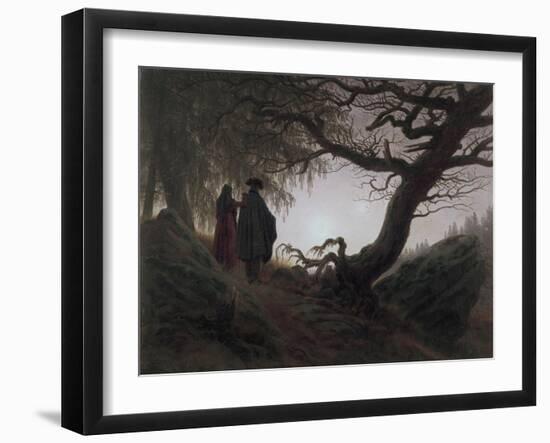 Man and Woman Contemplating the Moon-Caspar David Friedrich-Framed Giclee Print