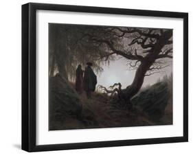 Man and Woman Contemplating the Moon-Caspar David Friedrich-Framed Giclee Print