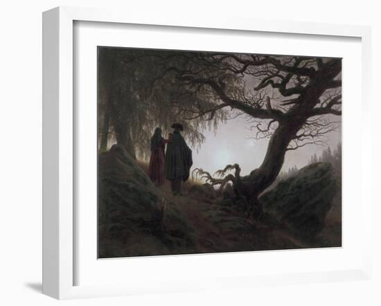 Man and Woman Contemplating the Moon-Caspar David Friedrich-Framed Giclee Print