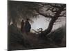 Man and Woman Contemplating the Moon-Caspar David Friedrich-Mounted Giclee Print