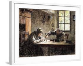 Man and Woman Drinking Eau De Vie-Léon Augustin L'hermitte-Framed Giclee Print