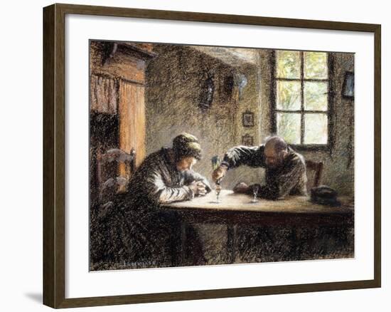 Man and Woman Drinking Eau De Vie-Léon Augustin L'hermitte-Framed Giclee Print