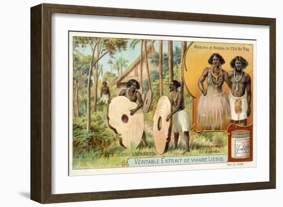 Man and Woman from the Island of Yap, and Stomes Used as Money, Caroline Islands-null-Framed Giclee Print