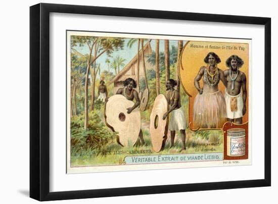 Man and Woman from the Island of Yap, and Stomes Used as Money, Caroline Islands-null-Framed Giclee Print