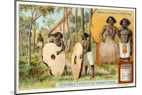 Man and Woman from the Island of Yap, and Stomes Used as Money, Caroline Islands-null-Mounted Giclee Print