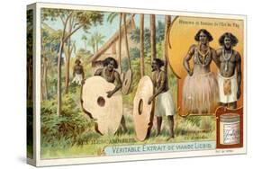 Man and Woman from the Island of Yap, and Stomes Used as Money, Caroline Islands-null-Stretched Canvas