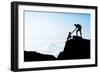 Man and Woman Help Silhouette in Mountains-blas-Framed Photographic Print