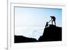 Man and Woman Help Silhouette in Mountains-blas-Framed Photographic Print