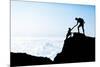 Man and Woman Help Silhouette in Mountains-blas-Mounted Photographic Print