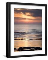 Man and Woman in Silhouette Looking Out Over North Sea at Sunsrise From Alnmouth Beach, England-Lee Frost-Framed Photographic Print