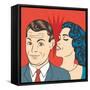 Man and Woman Love Couple in Pop Art Comic Style-Eva Andreea-Framed Stretched Canvas