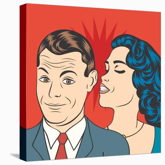 Man and Woman Love Couple in Pop Art Comic Style-Eva Andreea-Stretched Canvas