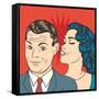 Man and Woman Love Couple in Pop Art Comic Style-Eva Andreea-Framed Stretched Canvas