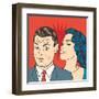 Man and Woman Love Couple in Pop Art Comic Style-Eva Andreea-Framed Art Print