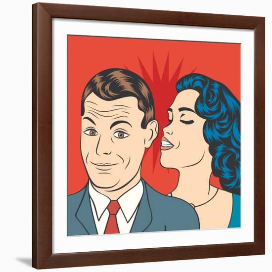 Man and Woman Love Couple in Pop Art Comic Style-Eva Andreea-Framed Art Print