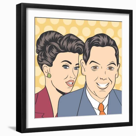 Man and Woman Love Couple in Pop Art Comic Style-Eva Andreea-Framed Art Print