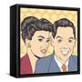 Man and Woman Love Couple in Pop Art Comic Style-Eva Andreea-Framed Stretched Canvas