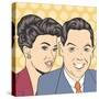 Man and Woman Love Couple in Pop Art Comic Style-Eva Andreea-Stretched Canvas