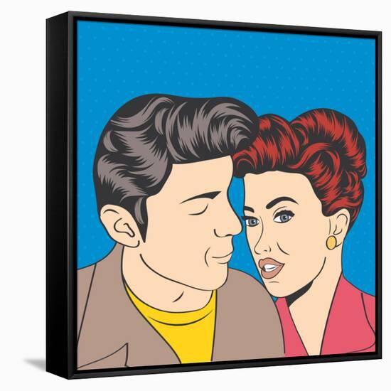 Man and Woman Love Couple in Pop Art Comic Style-Eva Andreea-Framed Stretched Canvas