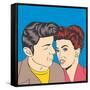 Man and Woman Love Couple in Pop Art Comic Style-Eva Andreea-Framed Stretched Canvas