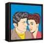 Man and Woman Love Couple in Pop Art Comic Style-Eva Andreea-Framed Stretched Canvas