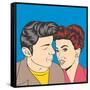 Man and Woman Love Couple in Pop Art Comic Style-Eva Andreea-Framed Stretched Canvas
