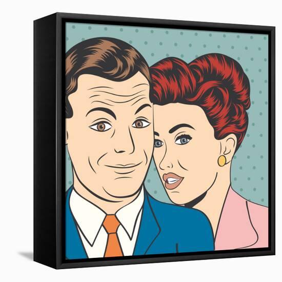 Man and Woman Love Couple in Pop Art Comic Style-Eva Andreea-Framed Stretched Canvas