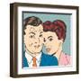 Man and Woman Love Couple in Pop Art Comic Style-Eva Andreea-Framed Art Print