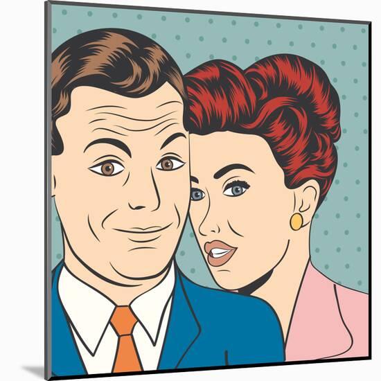 Man and Woman Love Couple in Pop Art Comic Style-Eva Andreea-Mounted Art Print