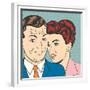 Man and Woman Love Couple in Pop Art Comic Style-Eva Andreea-Framed Premium Giclee Print