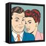 Man and Woman Love Couple in Pop Art Comic Style-Eva Andreea-Framed Stretched Canvas