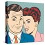 Man and Woman Love Couple in Pop Art Comic Style-Eva Andreea-Stretched Canvas