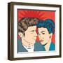 Man and Woman Love Couple in Pop Art Comic Style-Eva Andreea-Framed Art Print