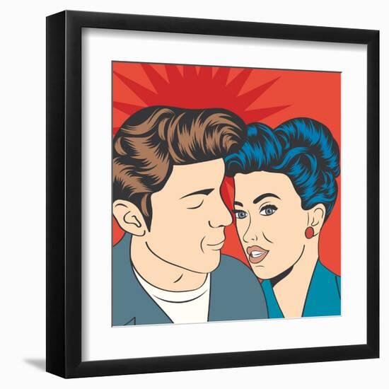 Man and Woman Love Couple in Pop Art Comic Style-Eva Andreea-Framed Art Print