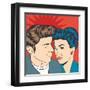 Man and Woman Love Couple in Pop Art Comic Style-Eva Andreea-Framed Art Print