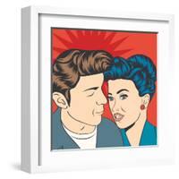 Man and Woman Love Couple in Pop Art Comic Style-Eva Andreea-Framed Art Print