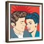 Man and Woman Love Couple in Pop Art Comic Style-Eva Andreea-Framed Premium Giclee Print