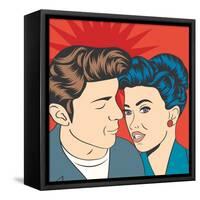 Man and Woman Love Couple in Pop Art Comic Style-Eva Andreea-Framed Stretched Canvas