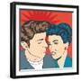 Man and Woman Love Couple in Pop Art Comic Style-Eva Andreea-Framed Art Print