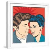 Man and Woman Love Couple in Pop Art Comic Style-Eva Andreea-Framed Art Print