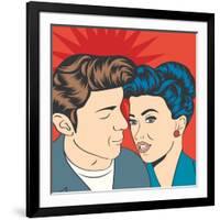 Man and Woman Love Couple in Pop Art Comic Style-Eva Andreea-Framed Art Print