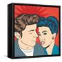 Man and Woman Love Couple in Pop Art Comic Style-Eva Andreea-Framed Stretched Canvas