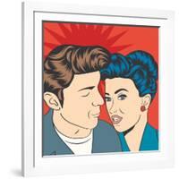 Man and Woman Love Couple in Pop Art Comic Style-Eva Andreea-Framed Art Print